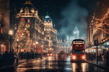 Fototapeta premium Christmas city architecture metropolis.