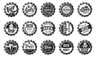Beer industry set labels monochrome