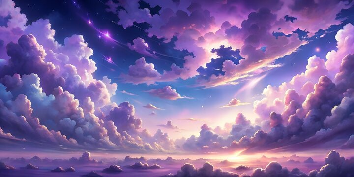 cloud scene anime style illustration