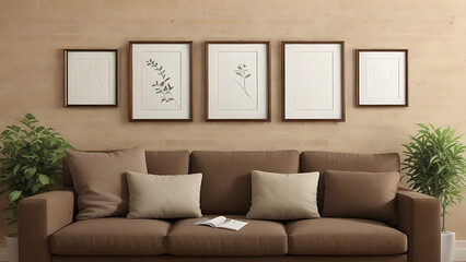 Fototapeta premium A vibrant and stylish living room featuring modern decor, colorful accents, and unique design elements for a fresh and lively atmosphere.