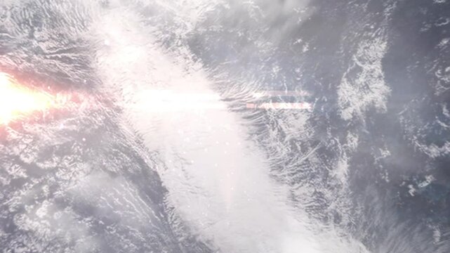 Earth zoom in from space and focus on Punaaya, French Polynesia. Background for travel intro or blog. Satellite view. 3D style Animation. Images from NASA.