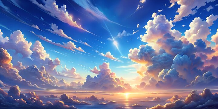 cloud scene anime style illustration