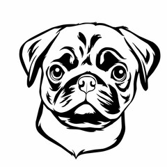 Cute bulldog puppy head illustration