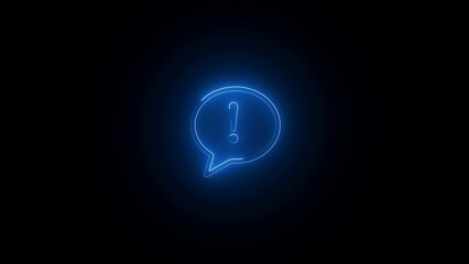 Colorful simple neon sign chat bubble typing icon in black. Message typing cloud speech dialogue neon frame
