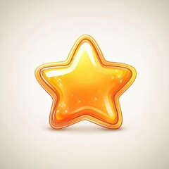 Sparkling gold star emoji. Cute shiny star-shaped object in 3D.