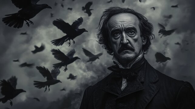 an ancient manwith ravens