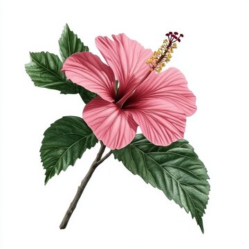 recommend clip art: Isolated design element, clip art. Bright summer sticker of tropical hibiscus flower.