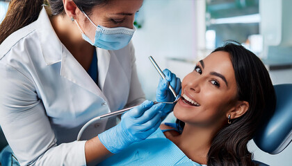 dentista donna su poltrona dentista 