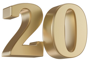 Gold 3D Number 20