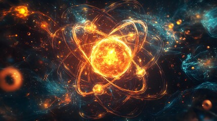 Obraz premium 80. Stylized depiction of a toxic atom with intricate, radiant molecular designs