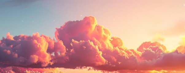 Fototapeta premium Sunset with vibrant pink and orange clouds, 4K hyperrealistic photo,