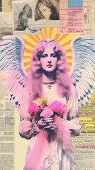 Wallpaper ephemera pale angel portrait representation accessories.