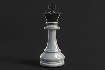 Fototapeta premium Rendering of white chess king on black background and black chess king on white background