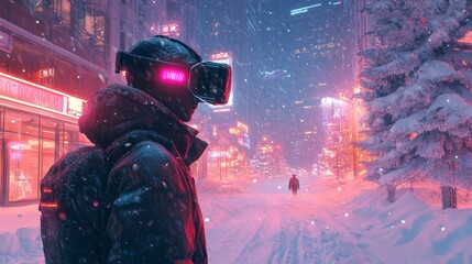 Neon Winter Cityscape.