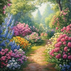 Fototapeta premium Romantic surprise for a loved one with a trail of rose petals leading to a special spot