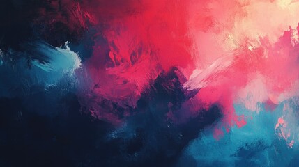 Fototapeta premium Abstract Painting with Red, Pink, and Blue Hues
