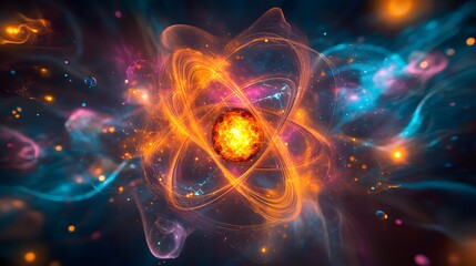 Obraz premium 78. Digital art of a dangerous atom with vibrant, pulsating molecular bonds