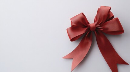 Christmas discount ribbon with festive bow, white background, cute 3D Blender, minimal and colorful