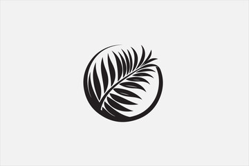 A palm leaves logo style silhouette.