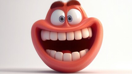 Naklejka premium A 3D cartoon character laughing hysterically, with eyes squinting and mouth wide open, on a white background 
