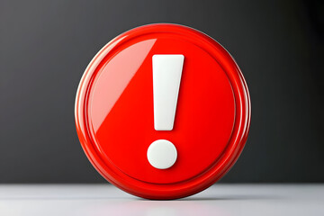 Vibrant 3D red circle with white exclamation mark, isolated on transparent background, warns of danger, risk, or problem, signaling alert and attention is required.
