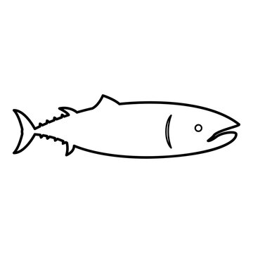 recommend clip art: Tuna fish contour outline line icon black color vector illustration image thin flat style