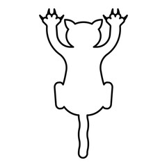 Cat scratching harm contour outline line icon black color vector illustration image thin flat style