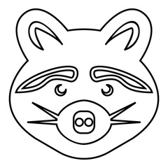 Raccoon head contour outline line icon black color vector illustration image thin flat style