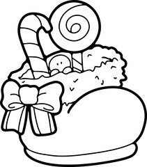 Christmas line drawing cute cartoon elements hand drawn