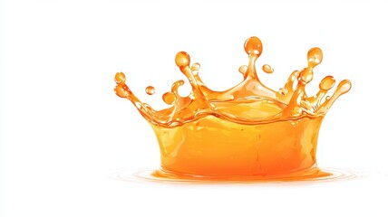 A vibrant splash of orange liquid resembling a crown against a white background, perfect for food and beverage themes.