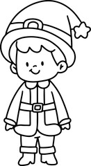 Christmas line drawing cute cartoon elements hand drawn