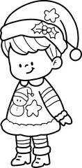 Christmas line drawing cute cartoon elements hand drawn