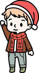 Christmas line drawing cute cartoon elements hand drawn