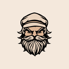 Beard men face vector mascot illustration. Hair style barber shop logo. Editable men logo concept. long beard gentleman vintage artwork