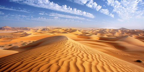 Beautiful view of desert Sand dunes with blue sky background 