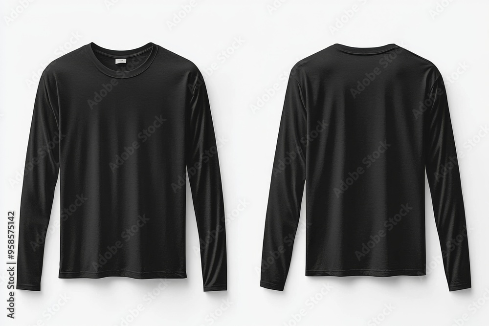 Wall mural Black long sleeve tshirt mockup isolated created with Generative AI