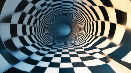 Abstract Checkerboard Tunnel  Black and White  Perspective   D Design  Background  Wallpaper