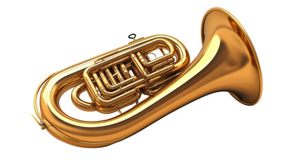 Obraz premium A shiny gold brass tuba, isolated on a black background, awaits a musician to fill it with sound