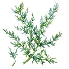 Fototapeta premium Watercolor Botanical Illustration of Wormwood Plant with Essential Oil, Herbal Medicine Concept