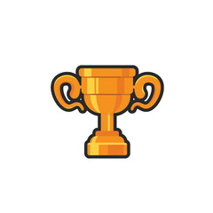 golden trophy in outline flat vector design.