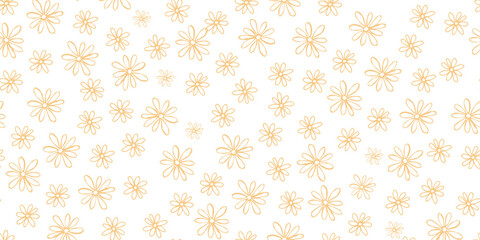 Seamless childish pattern with delicate hand-drawn flowers. The concept of printing on fabric and children's textiles