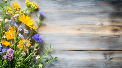 Obraz premium Overhead shot of assorted dried flowers arranged in a circle on solid white background, creating a rustic and vintage feel, eco-friendly theme