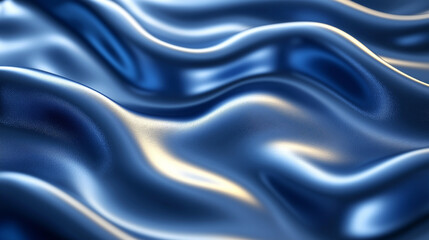 Shimmering blue fabric waves create a soothing visual texture in a soft light setting