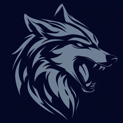 Fototapeta premium Dynamic wolf logo in mid-howl, with flowing lines to suggest movement and power