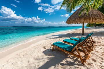 Fototapeta premium Forever summer, endless sunshine, warm breezes create a paradise of perpetual relaxation