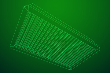 Car engine air filter. Auto spare part. Car care service maintenance. Wireframe low poly mesh vector illustration.