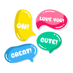 Colorful speech bubbles with different expressions	
