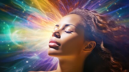 Abstract portrait - Energy woman, healing feminity