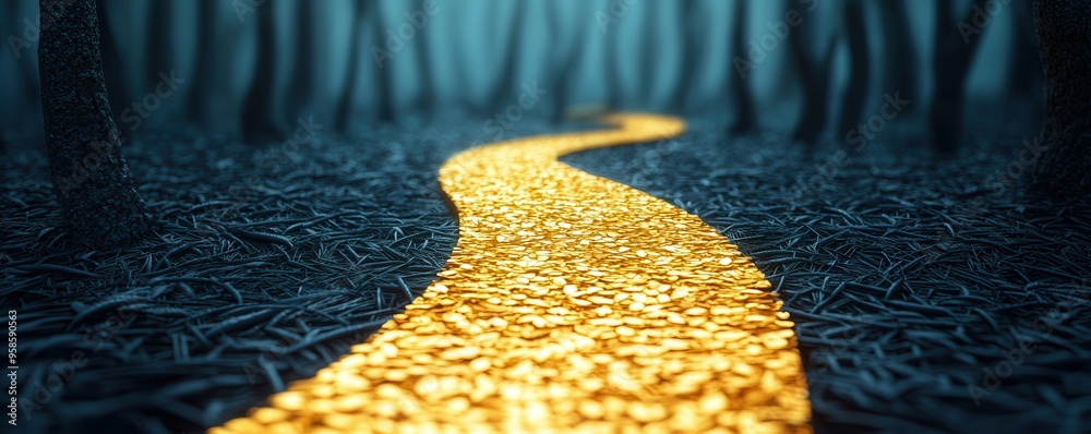 Sticker Golden Path Through Dark Forest.