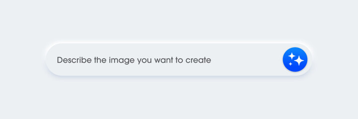 3D generative bar with generated icon as part of UI UX design and website or apps. Enter command text to generate ideas. Artificial intelligence technology concept vector illustration.